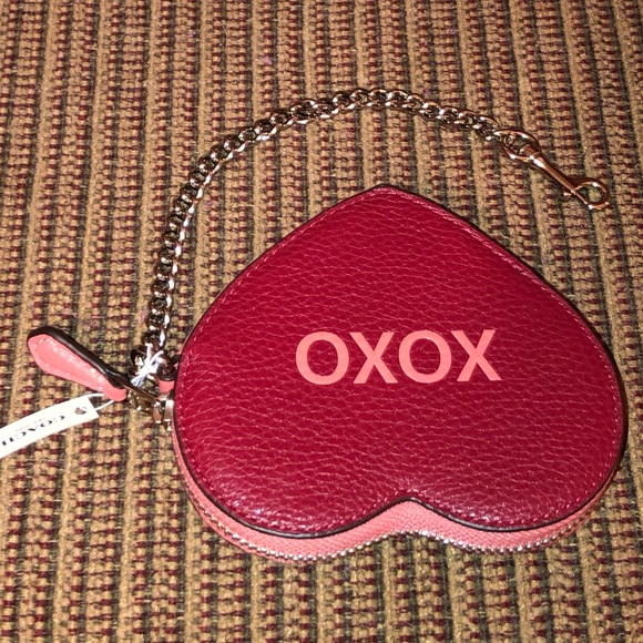 NWT-Coach-Leather ❤️ Heart 💖 Coin Purse-Be Mine/XOXO-Red & Pink-Bag Charm - Picture 3 of 14